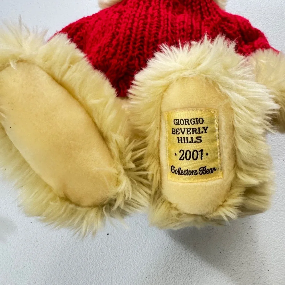 Giorgio Beverly Hills 2001 Collector Bear Red Cable Knit Sweater Teddy Plush Toy